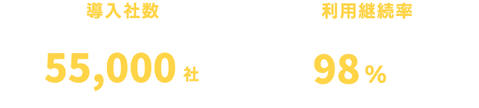 導入社数：39,000社/利用継続率：99%以上